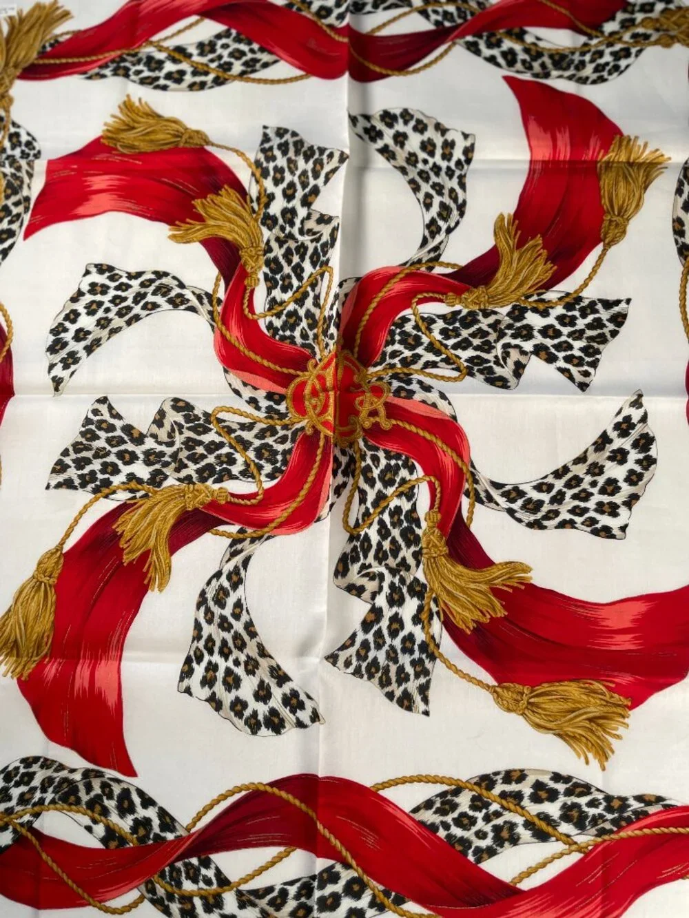 Vintage Christian Dior Leopard Ribbon Cotton Scarf | Never Worn